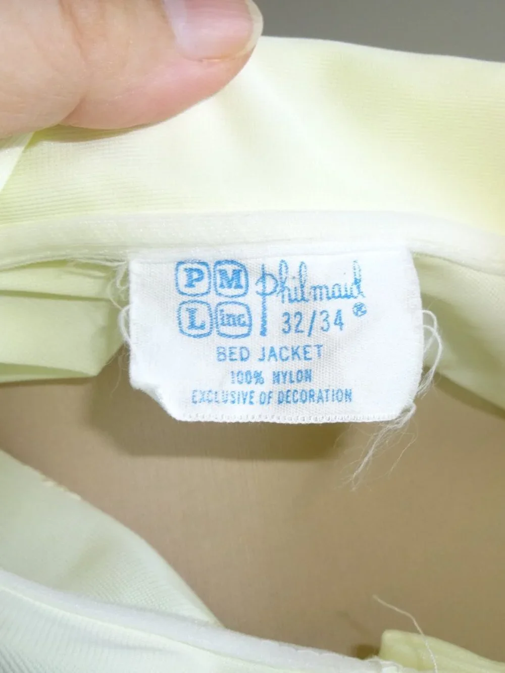 Vintage 1960s Yellow Philmaid PML Inc Bed Jacket 32 34 XS S Nylon Floral Lace